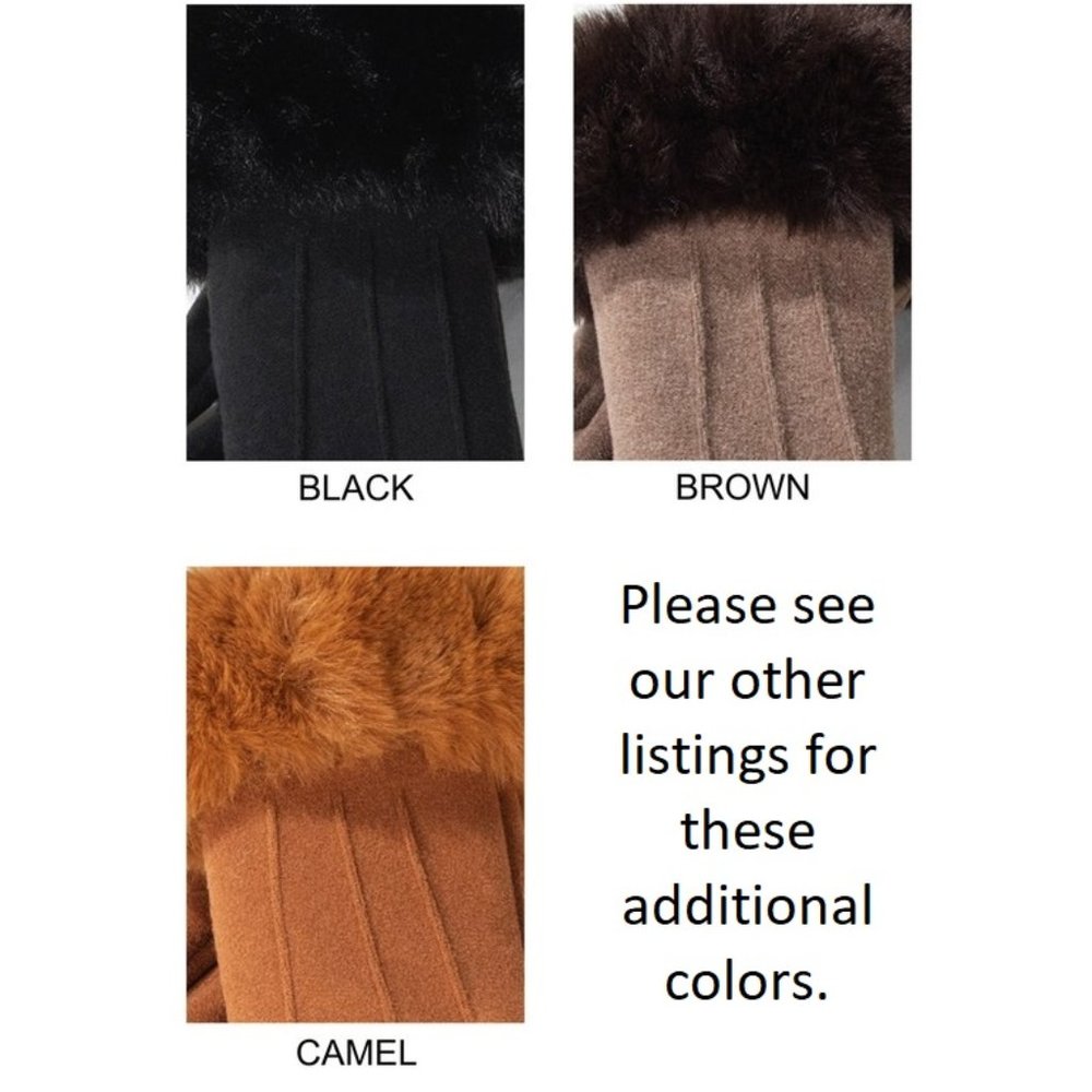 🆕 Camel Velvet Microfiber Gloves w/ Luxurious Faux Fur Cuffs 🆕 - Picture 6 of 6